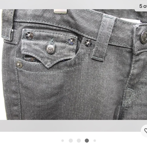 New True Religion Women Black Jeans Denim Boot Leg Joey 29 USA Sequins Logo - Picture 6 of 9